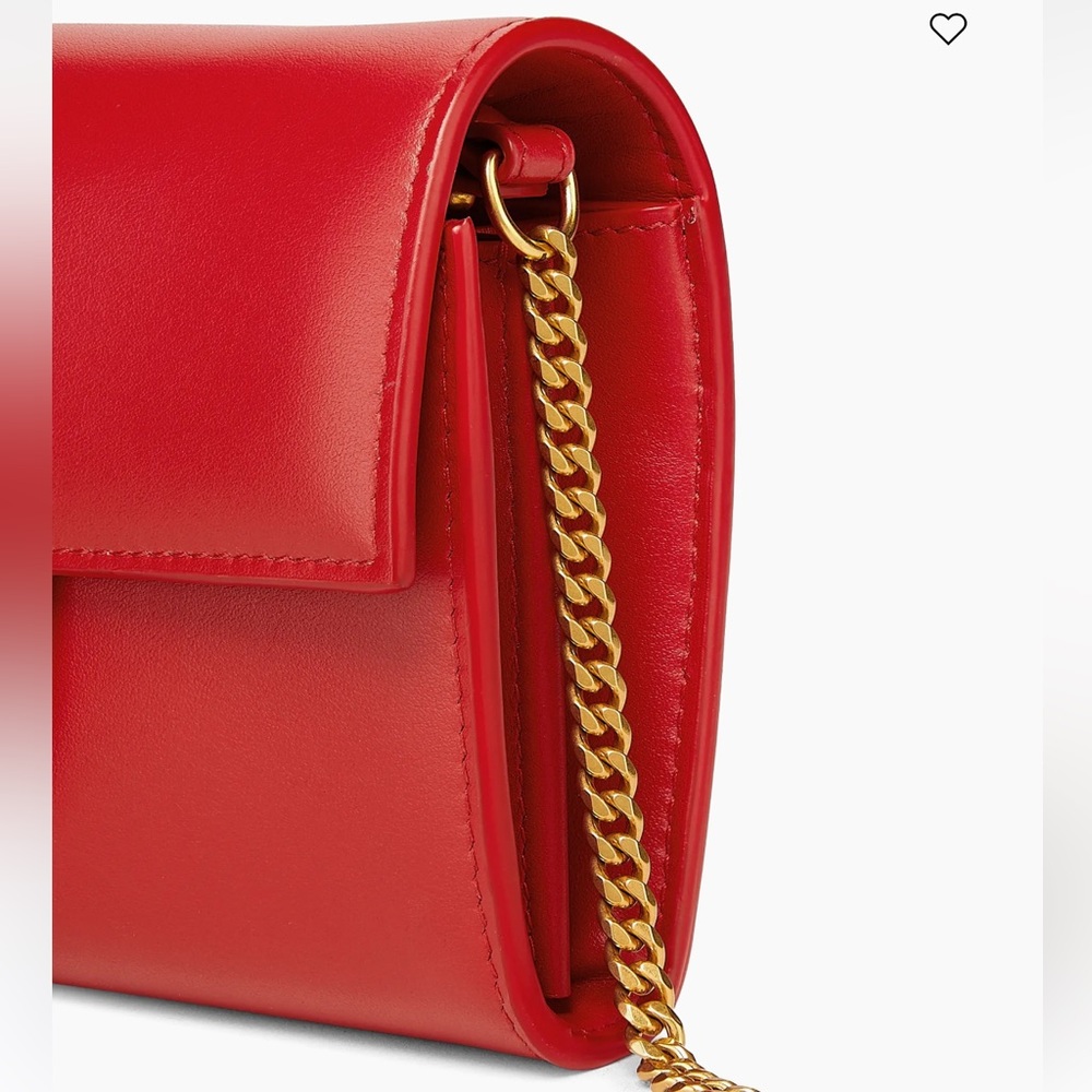 Balmain B-Buzz Leather Wallet-On-Chain Red/Rouge - Picture 3 of 11